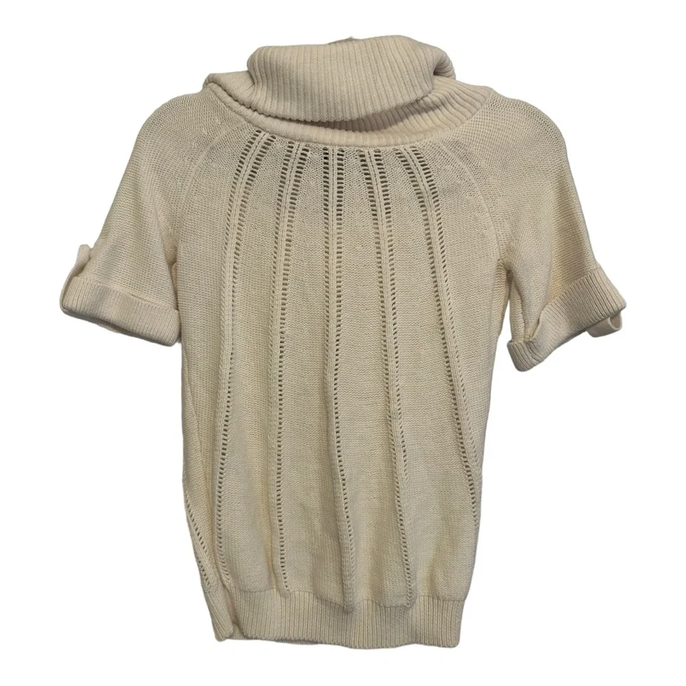 Banana Republic Beige Mock Neck Short Sleeve Sweater Size XSmall - Picture 4 of 4